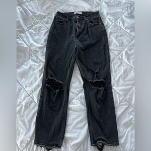 Abercrombie & Fitch Black Distressed High Rise Straight Leg Jeans Size 4S